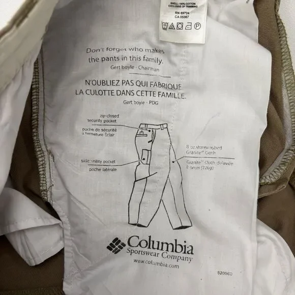 Columbia Mens Hiking Outdoors Utility Pants Cargo Khaki Gert Boyle Size 30x32 - Picture 14 of 16